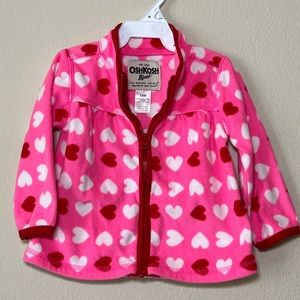 Osh Kosh Bgosh Fleece Hot pink Jacket with hearts 18 M